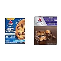 Atkins Chocolate Chip Protein Cookie, 4 Count and Chocolate Caramel Mousse Bar, 5 Count Bundle