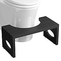 7 Inch Bamboo Toilet Stool, Foldable Poop Stool, Bathroom Step Stool Squat (Black)