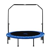 Machrus Upper Bounce Mini Trampoline for Adults- Rebounder Exercise Fitness Indoor/Outdoor Trampoline- Small Foldable Trampoline for Kids with Adjustable Bar and Safety Padding