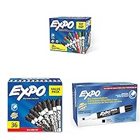 EXPO Low Odor Dry Erase Marker Chisel Tip Markers Whiteboard Markers, Assorted, 36 Count & EXPO Low Odor Dry Erase Markers, Chisel Tip, Black, 36 Count & EXPO Low Odor Dry Erase Markers