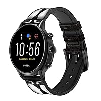 CA0818 Men Suit Leather Smart Watch Band Strap for Fossil Hybrid Smartwatch Nate, Hybrid HR Latitude, Hybrid Smartwatch Machine Size (24mm)
