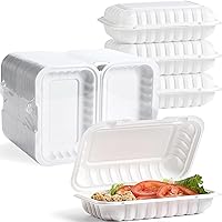 YANGRUI Clamshell Food Containers, Shrink Wrap 50 Pack 9 x 6 Inch 28 OZ Plastic Hinged To Go Containers Microwave Freezer Safe BPA Free Take Out Container