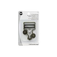 Dritz 6-38 Overall Buckles with No-Sew Buttons for 1-1/4-Inch, Antique Brass 2-Count