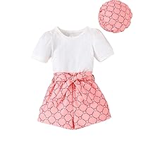 Baby Girl Clothes Packages Kids Toddler Baby Girls Spring Summer Print Cotton Ribbed Short Fall (White, 6-7 Years)