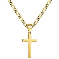 Cross Necklace for Men Stainless Steel Cross Pendant Necklaces for Boys Cuban Chain 20 22 24 Inches Gifts for Father