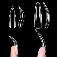QUEEN Stiletto Nail Tips and Curved Stiletto Kit, QUEEN Stiletto Nail Half cover (1 bag of 500pc) + Eagle Claw Full Cover (1 box of 120 pcs), Clear Soft Gel Nails Press On for Acrylic