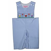 Carouselwear Boys blue Andrew Easter smocked bunny longall.