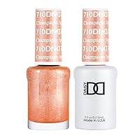Trendy Collection Gel & Matching Lacquer Polish Set Soak off Gel NAIL All In One Daisy Top Coat for Nails (with bonus side Glitter) Made in USA (710 Champagne Sparkles)