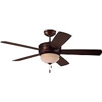 kathy ireland HOME Summerhaven LED Ceiling Fan with Light Kit, 52 Inch | Outdoor Wet Rated Fixture with Weather Resistant Blades | Includes Candelabra Base Bulbs and Pull Chain, Venetian Bronze