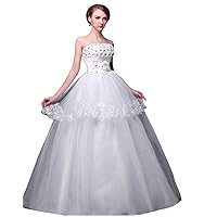 White Strapless Lace Cake Layers Bridal Gown Wedding Dress