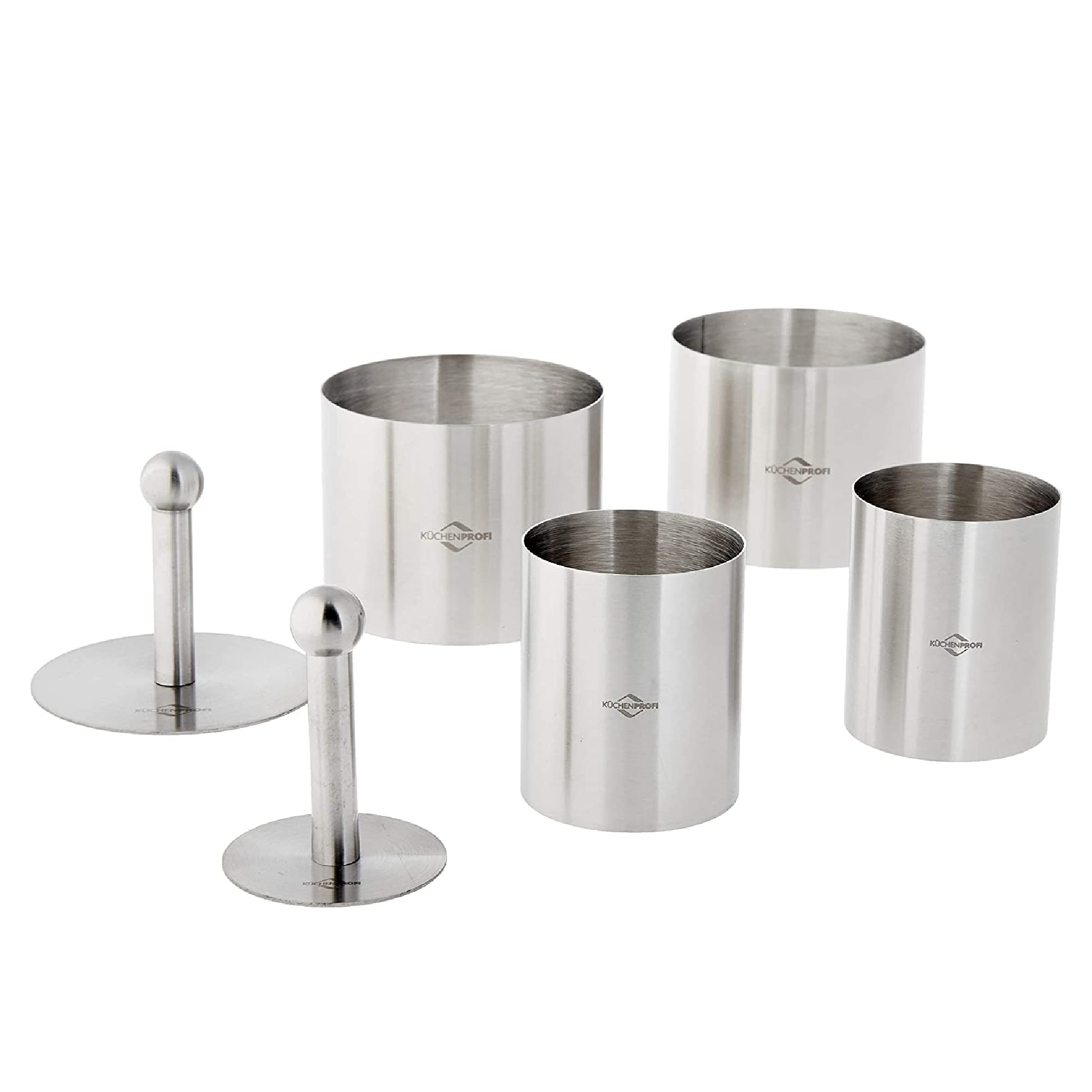 Küchenprofi Stainless Steel 6-Piece Forming Rings with Tamper/Pushers, Silver