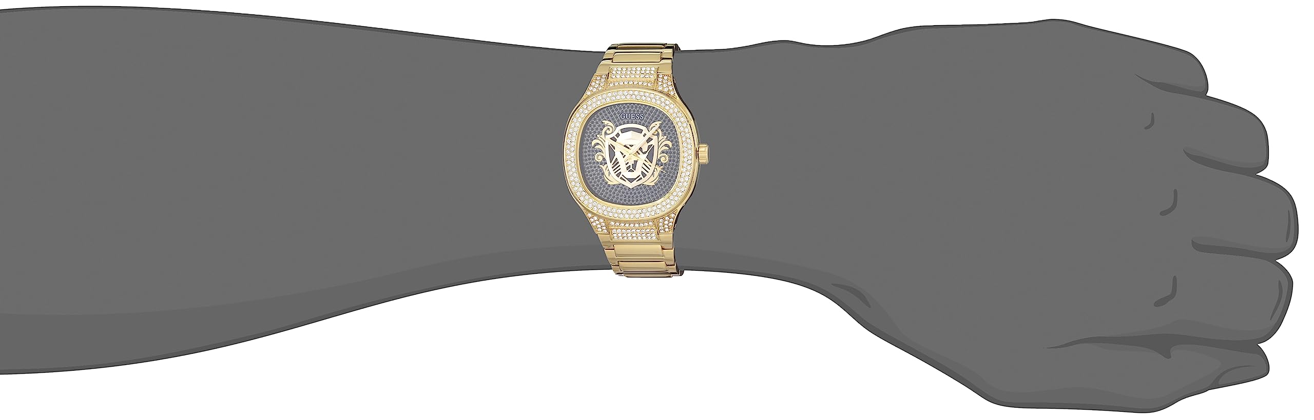 GUESS Men's 45mm Watch - Gold Tone Strap Black Dial Gold Tone Case