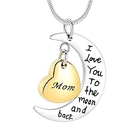Cremation Urn Necklace for Ashes I Love You to The Moon and Back Keepsake Pendant Cremation Jewelry Ashes Locket(Son)