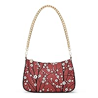 ALAZA Cherry Blossom Floral Red Shoulder Bag Purse for Women Tote Handbag with Zipper Closure