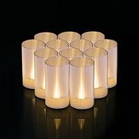 LANKER Flameless Candles, Battery Operated LED Pillar Candles, D1.5 x H3 inch, Flickering Warm White Long Flame-Effect Light, Romantic Electronic Fake Votive Candles, Set of 12 (Warm White)