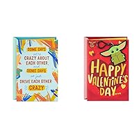 Hallmark Funny Love Card, Crazy (Romantic Anniversary Card, Birthday Card, Sweetest Day Card) & Star Wars Valentines Day Card for Kid with Removable Backpack Clip (Baby Yoda)
