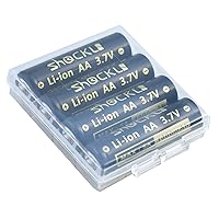 Shockli CR-AA, AA Li-ion 3.65V Rechargeable Batteries Button top for Flashlight Lumintop Tool AA 2.0, ThruNite Archer, NICRON N7- (4- Pack)