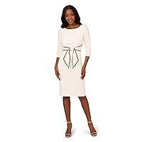 Adrianna Papell Women's Stretch Crepe Tie Front Dress with Contrast Tipping