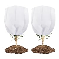 Abimars Plant Covers Freeze Protection Jacket 2.36 oz/yd², 5ft x 5ft Reusable Winter Drawstring Plant Covers with Zipper, Frost Cloth Plant Freeze Protection, 2 Pack
