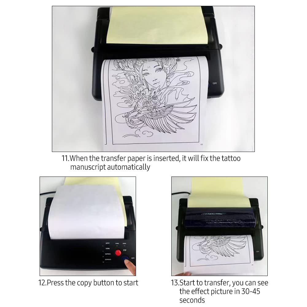 Geevorks Tattoo Transfer Stencil Machine, Thermal Copier Printer for A4 Size Tattoo Stencil Transfer Paper, Black (Update Version)