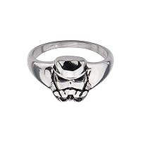 Star Wars Jewelry Men's Stainless Steel Stormtrooper Square Top Ring, Black/Silver, One Size