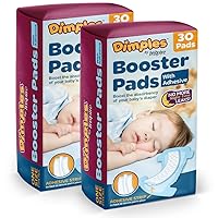 Dimples Booster Pads, Baby Diaper Doubler with Adhesive - 1 Size Fits All Diapers - Boosts Diaper Absorbency - No More leaks 60 Count (with Adhesive for Secure Fit)