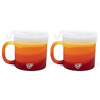 Silipint: Coffee Mug 16oz: 2 Pack - Marigold - Silicone Handled Unbreakable Cups w/No-Leak Lids, Hot/Cold, Dishwasher-Microwave-Freezer-Oven Safe