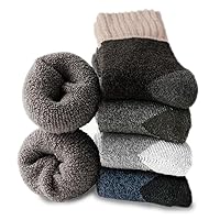 5 Pairs Wool Socks for Men, Size 7-12, Cozy Cushioned Crew Boot Socks Thermal and Warm for Winter Spring Work Hiking