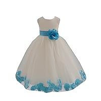 Rose Petals Ivory Tulle Flower Girl Dress Special Events Toddler Girls 302S