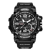 Mens Analog Digital LED 30M Waterproof Outdoor Sport Watch Military Multifunction Casual Dual Display 12H/24H Stopwatch Calendar Wrist Watch