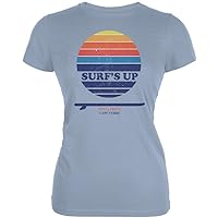 Old Glory Surf's Up Ponta Preta Cape Verde Juniors Soft T Shirt Light Blue 2XL