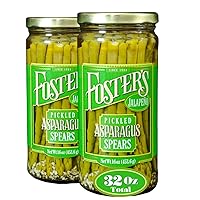 Foster's Pickled Asparagus- Jalapeno- 16oz (2 Pack)- Pickled Asparagus Spears in a Jar- Traditional Recipe- Gluten Free- Fat Free Spicy Pickled Asparagus- Preservative Free Pickle- Asparagus is fresh