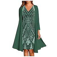 Dress for Women, Women's Fashion Elegant Solid Color Lace Patchwork Chiffon Sleeveless Round Neck Dress Two Piece Dress