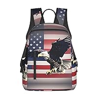 3D Bald Eagle Flying with American Flag print Lightweight Laptop Backpack Travel Daypack Bookbag for Women Men for Travel Work