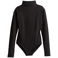 Capezio Girls' Big Team Basic Long Sleeve Turtleneck Leotard w/Snaps, Black, Large