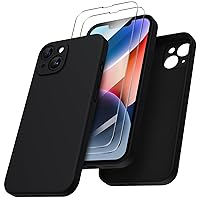 ORNARTO Designed for iPhone 14 Case, with 2 x Screen Protector Liquid Silicone Case Gel Rubber Cover [Full Body] Shockproof Protective Phone Case for iPhone 14 6.1 inch-Midnight