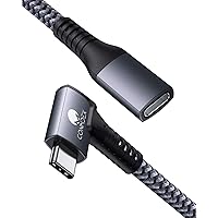 CONMDEX USB C Extension Cable, 5FT/1.5M Right Angle 90 Degree 3.2 Gen2 10Gbps Male to Female Type-C Braided Extender Cord for iPhone 12 Wireless Charger, MacBook Pro, New iPad Pro and More