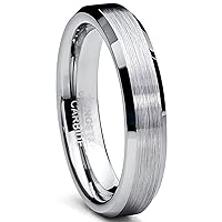 Men's Tungsten Ring Wedding Band Anniversary Comfort-Fit Brushed High Polish Matte Finish 4MM/6MM/10MM Sizes 7-15