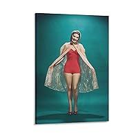 Posters Vintage Poster Red One Piece Swimsuit Cape Spice Girl Booze Fashion Art Poster Canvas Art Posters Painting Pictures Wall Art Prints Wall Decor for Bedroom Home Office Decor Party Gifts 16x24