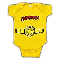 Hulkamania World Champ Costume Yellow Snapsuit Infant Onesie Baby Romper