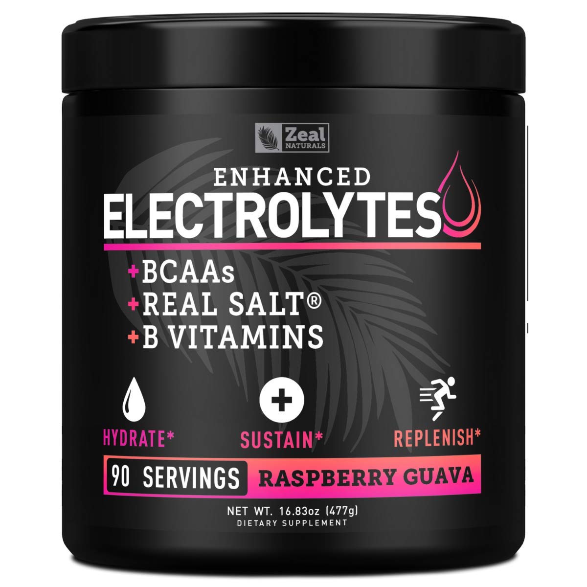 Enhanced Electrolyte Powder (Raspberry Guava 90ct) Sugar Free + BCAA, B-Vitamins & Real Salt® - Keto Electrolytes Drinks, Hydration Powder w Potassium, Sodium, Zinc, Magnesium for Hydration & Recovery