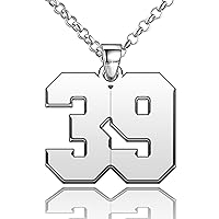 Stainless Steel Personalized Number Necklace Jewelry Custom Number Chain Sports Necklaces for Men Women, 0.7, 0.9 and 1.2 inch