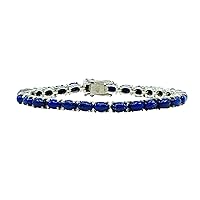 925 Sterling Silver Tennis Bracelets for Women Lapis Lazuli Gemstone Designer Bracelets 7.5