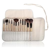 SHANY Professional 12 Piece Natural Hair Cosmetics Bamboo Brush Set with Microfiber Rolling Pouch and Instructions