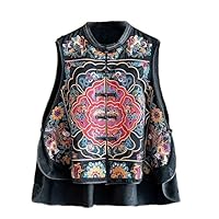 SHENG YUAN Chinese Style Vintage Black Loose Outside Waistcoat Women's Autumn Heavy Industry Embroidery Jacquard Vest