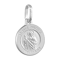 Round Shape Sterling Silver St Jude Medal Necklace for Women and Men Nickel Free Italy 16-24 inch