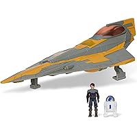 STAR WARS Micro Galaxy Squadron Anakin Skywalker's Jedi Starfighter - 5-Inch Starfighter Class Vehicle with Two 1-Inch Micro Figure Accessories