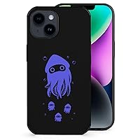 Happy Squid Family Funny Leather Phone Case Compatible with iPhone 14 Plus Slim Protective Shell Trendy Cover