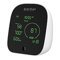 Guardian Technologies Smart Air Quality Monitor, Displays PM 2.5 Levels, Humidity, Temperature Indoor and Outdoor and VOCs in Real Time, App Controlled, Alexa and Google Enabled, Black/White, AQM101