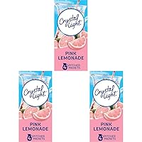 Crystal Light Sugar-Free Pink Lemonade Naturally Flavored Powdered Drink Mix 4 Count Pitcher Packets (Pack of 3)